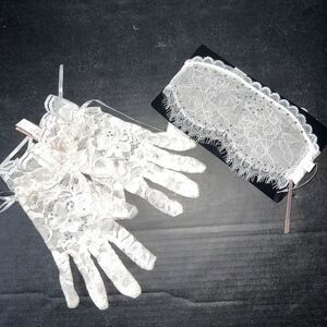 Victoria's Secret LACE GLOVES+EYEMASK WHITE crystallized BRIDAL BRIDE adult Game